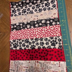 Handmade Dog Paw & Bone Patchwork Table Runner - Red, Black, Cream